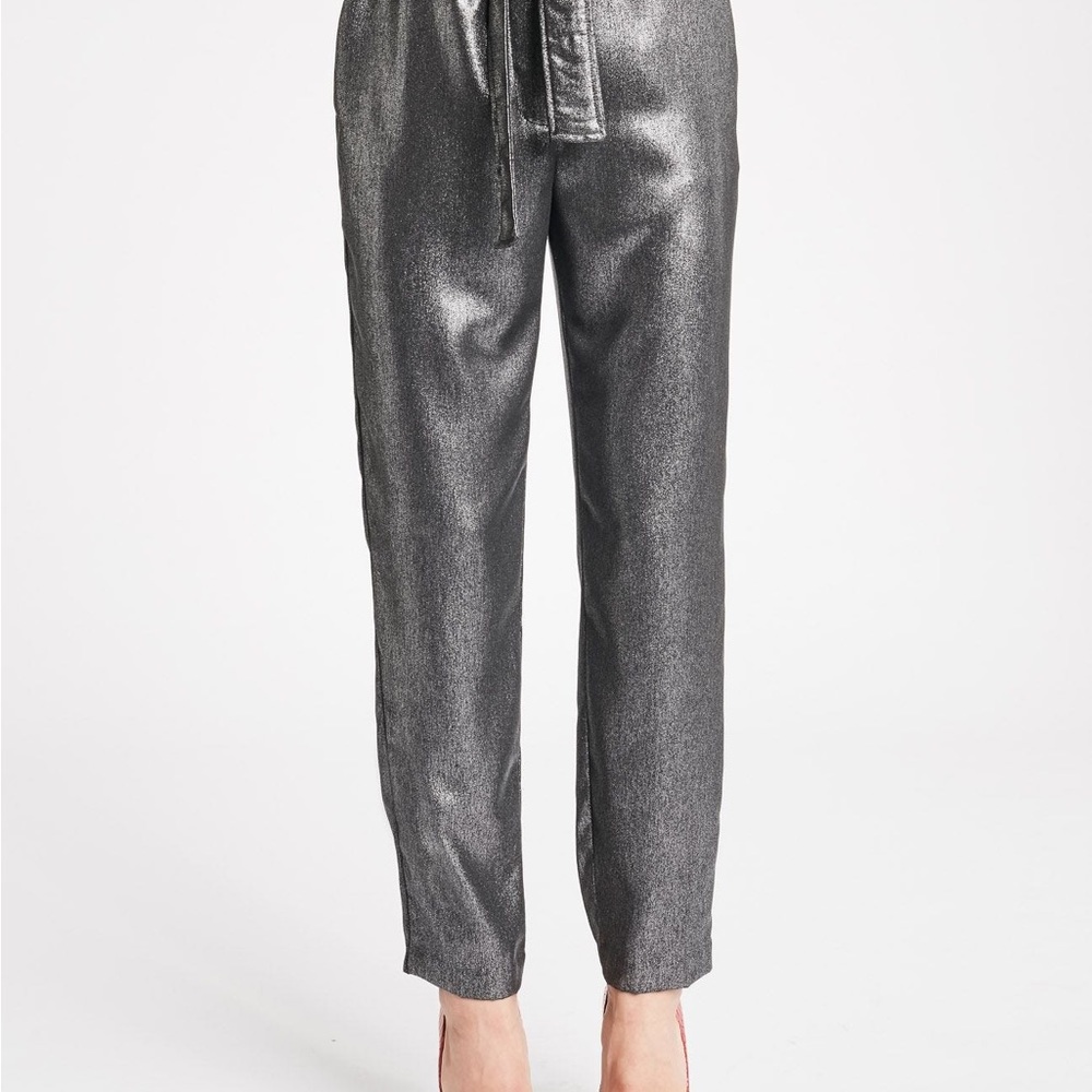 LOFT Metallic Charcoal Straight-Leg Pants